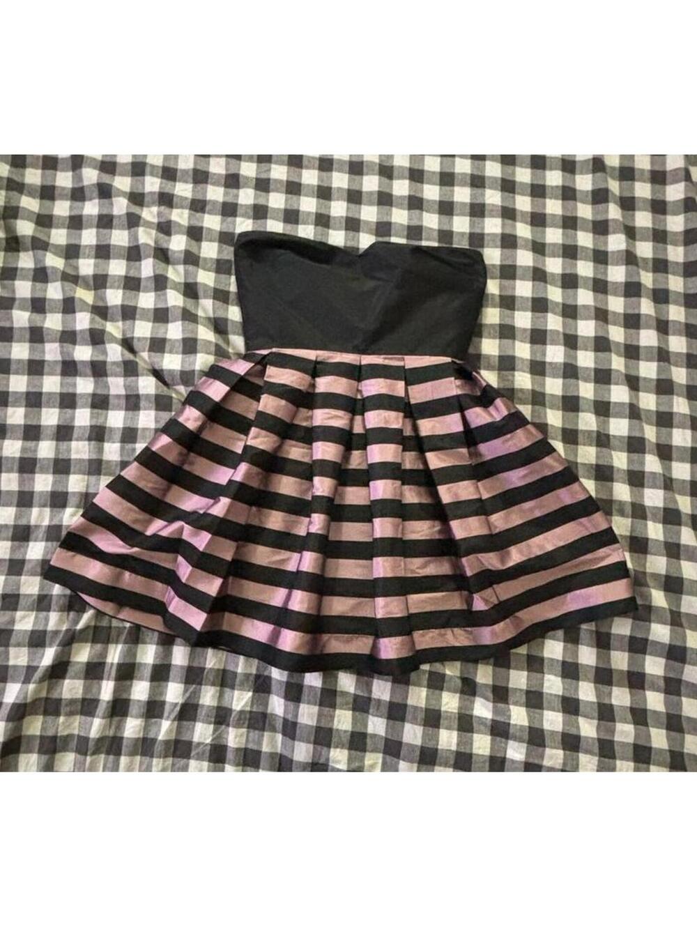 We The Free By Free People black and pink strapless mini dress